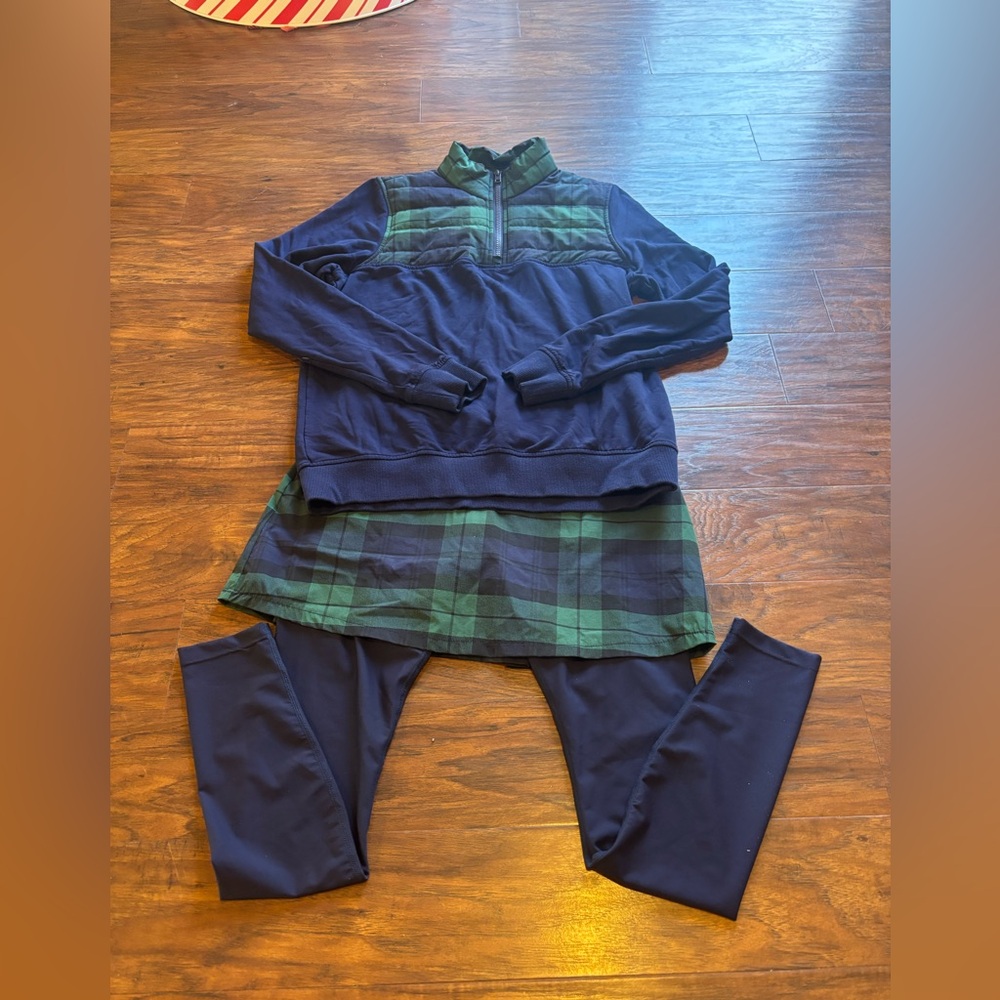 Renwick Tartan Pullover Navy & Blackwatch Skirted Legging Set - Picture 4 of 7